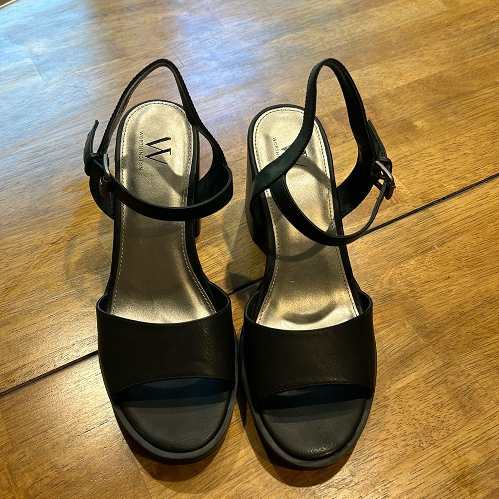 New black lug sole high heel sandals. Size 10. Never worn